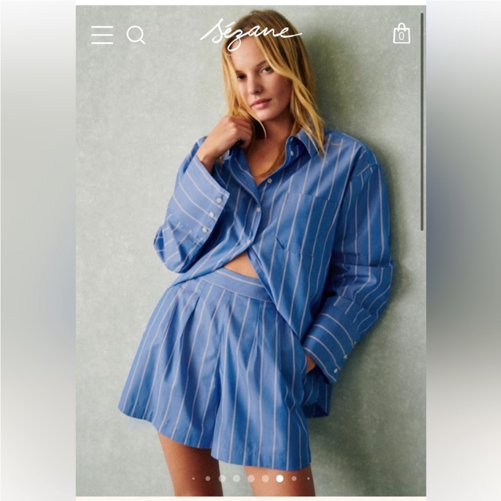 Sezane Bilma Shirt Blue Stripes, size 2